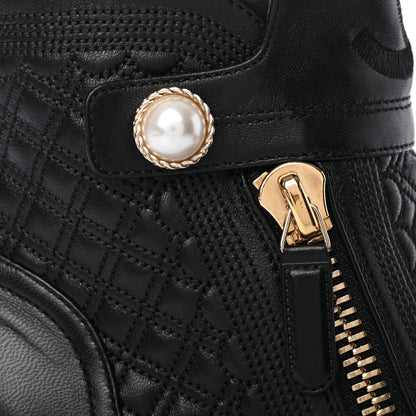 Chanel Lambskin Quilted Pearl CC Cap Toe Short Boots 40 Black 9 of 9