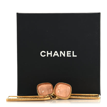 Chanel CC Tags Drop Earrings Gold Pink 5 of 5