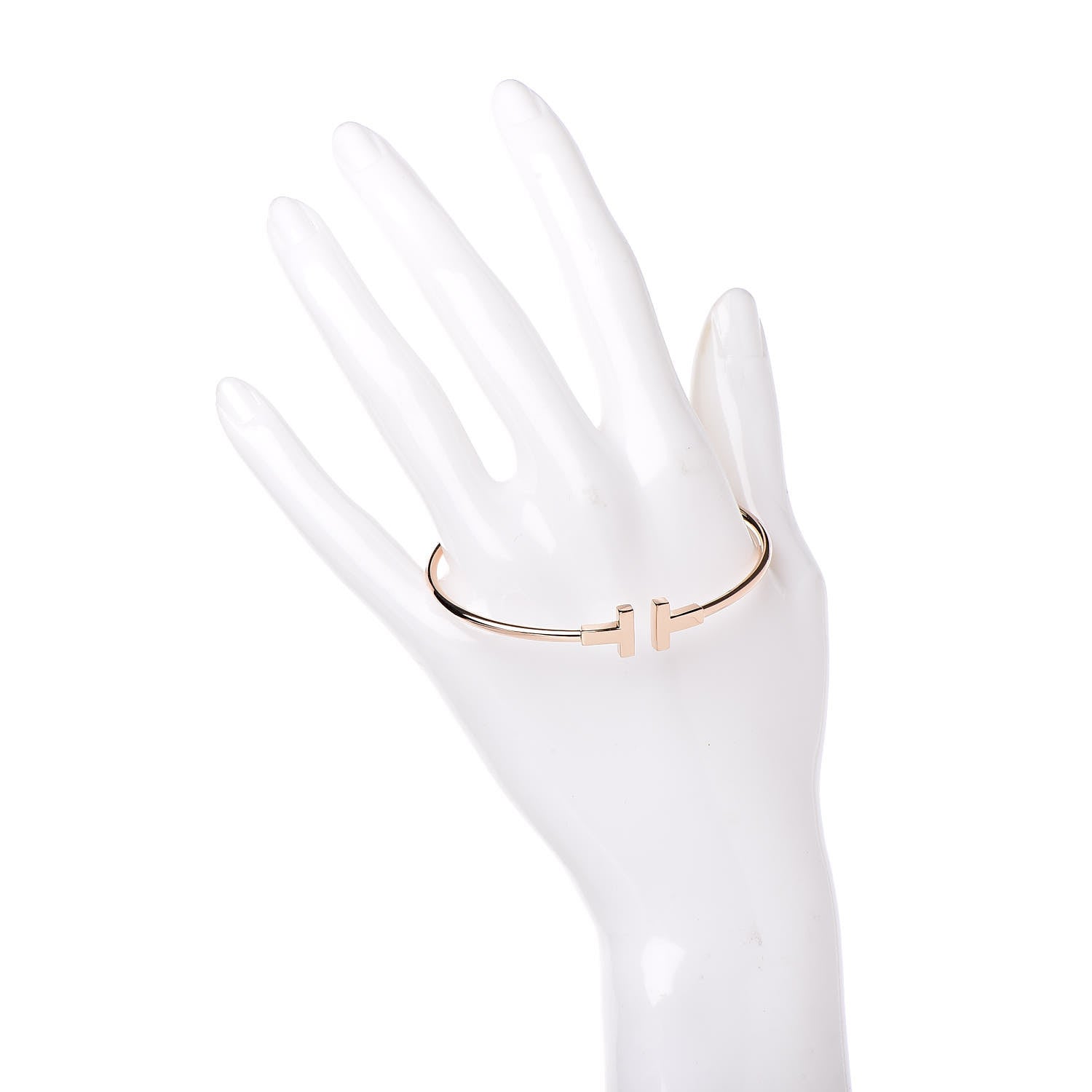 Tiffany 18K Rose Gold Narrow T Wire Bracelet 2 of 4