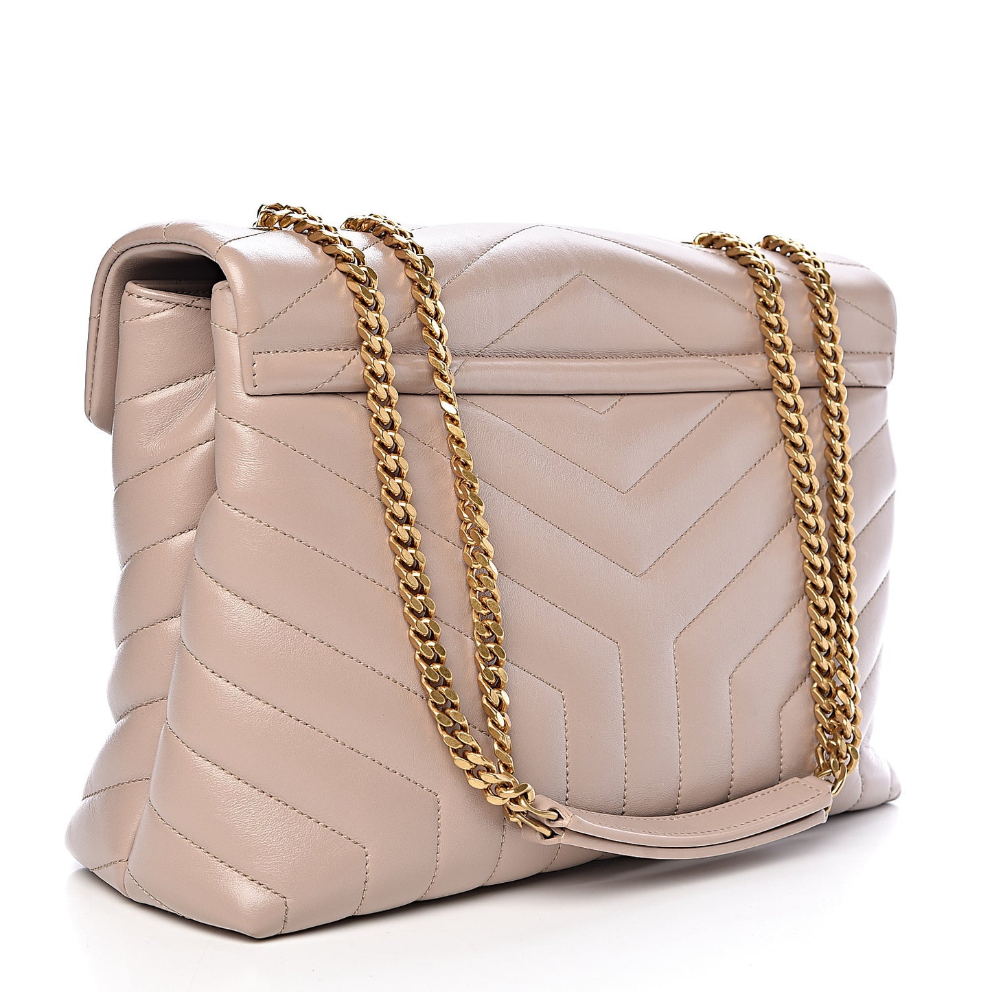 Calfskin Y Quilted Monogram Medium Loulou Chain Satchel Light Natural