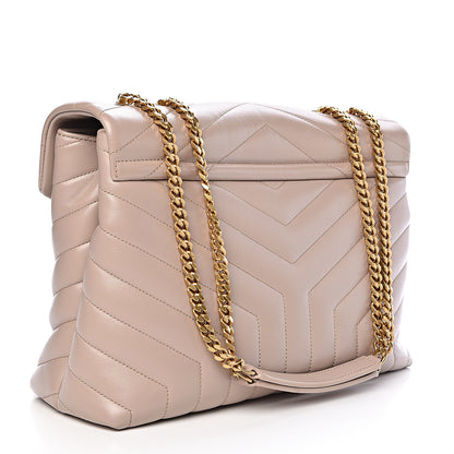 Saint Laurent Calfskin Y Quilted Monogram Medium Loulou Chain Satchel Light Natural 3 of 10