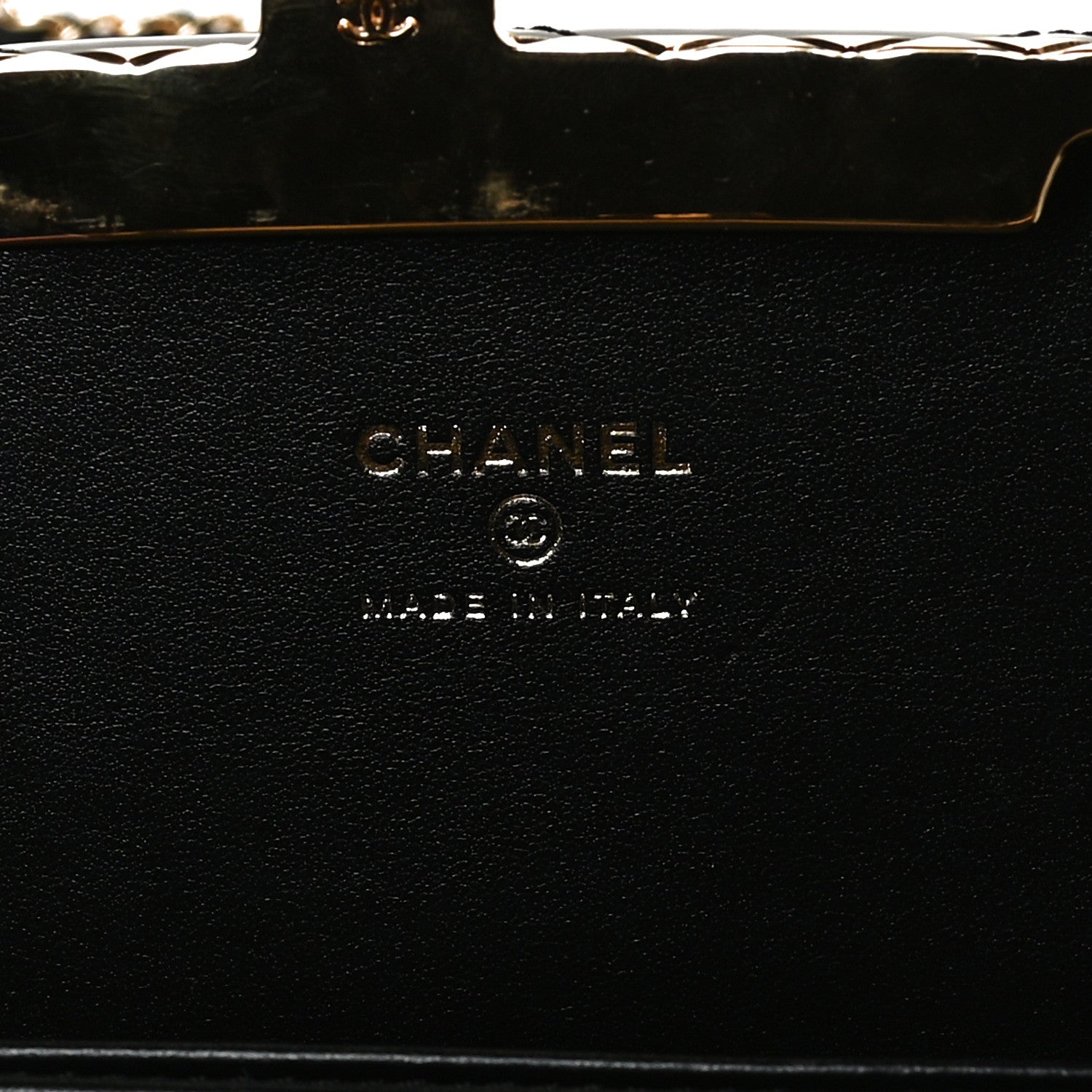 Chanel Glazed Goatskin Quilted Box With Chain Black 5 of 9