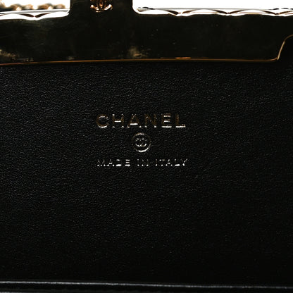 Chanel Glazed Goatskin Quilted Box With Chain Black 5 of 9