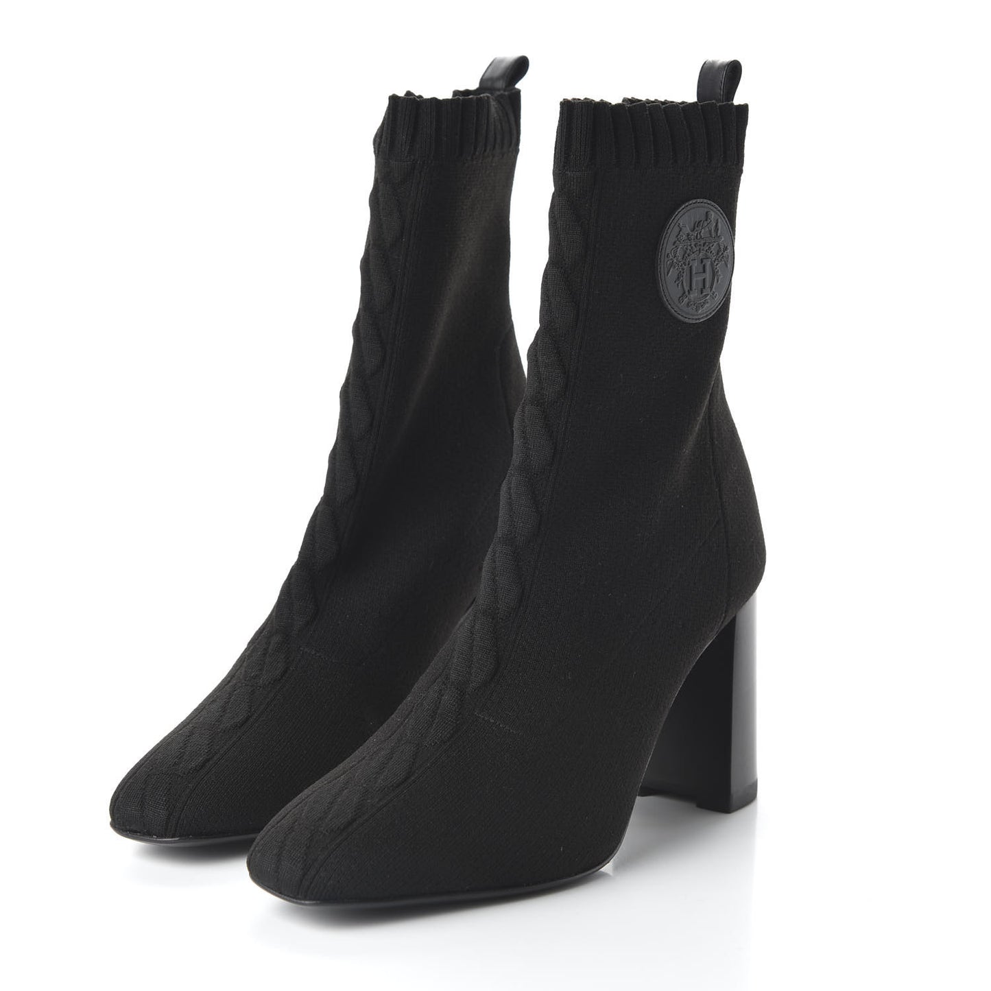 Knit Calfskin Volver Ankle Boots 37.5 Black
