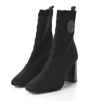 Hermes Knit Calfskin Volver Ankle Boots 37.5 Black 4 of 7
