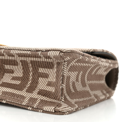 Fendi Jacquard Denim Effect FF 1974 Wallet On Chain White Dove 9 of 10