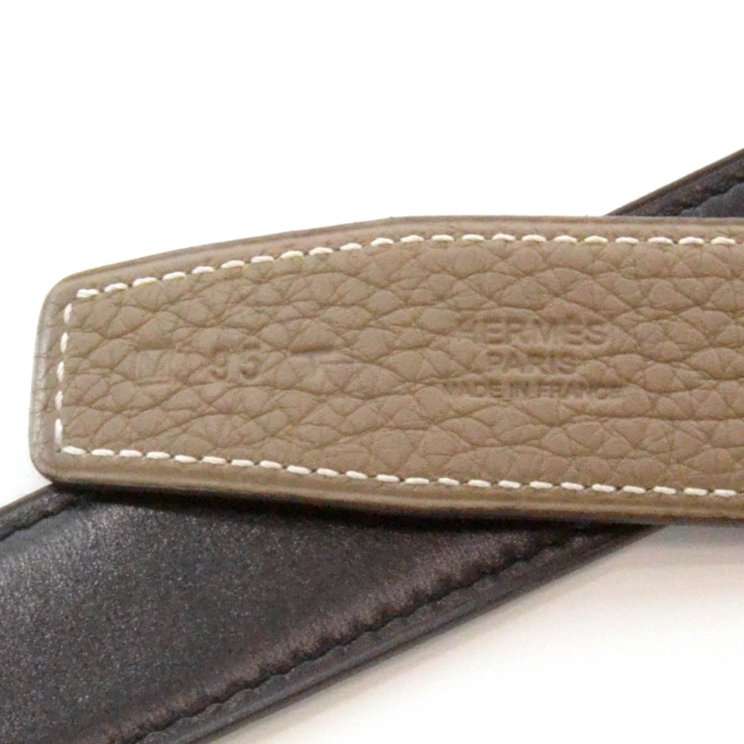 Hermes Box Clemence Reversible Belt Strap Noir Etoupe 95 3 of 3