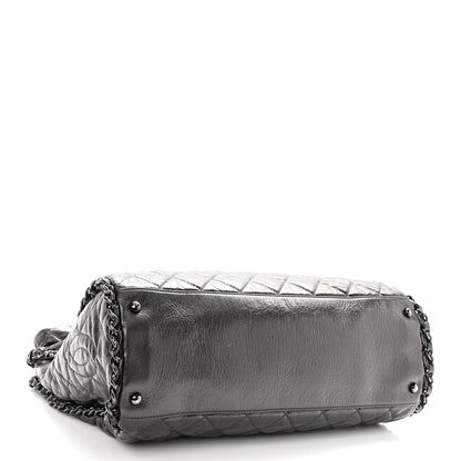 Chanel Metallic Calfskin Quilted Large Chain Me Hobo Dark Grey 4 of 10