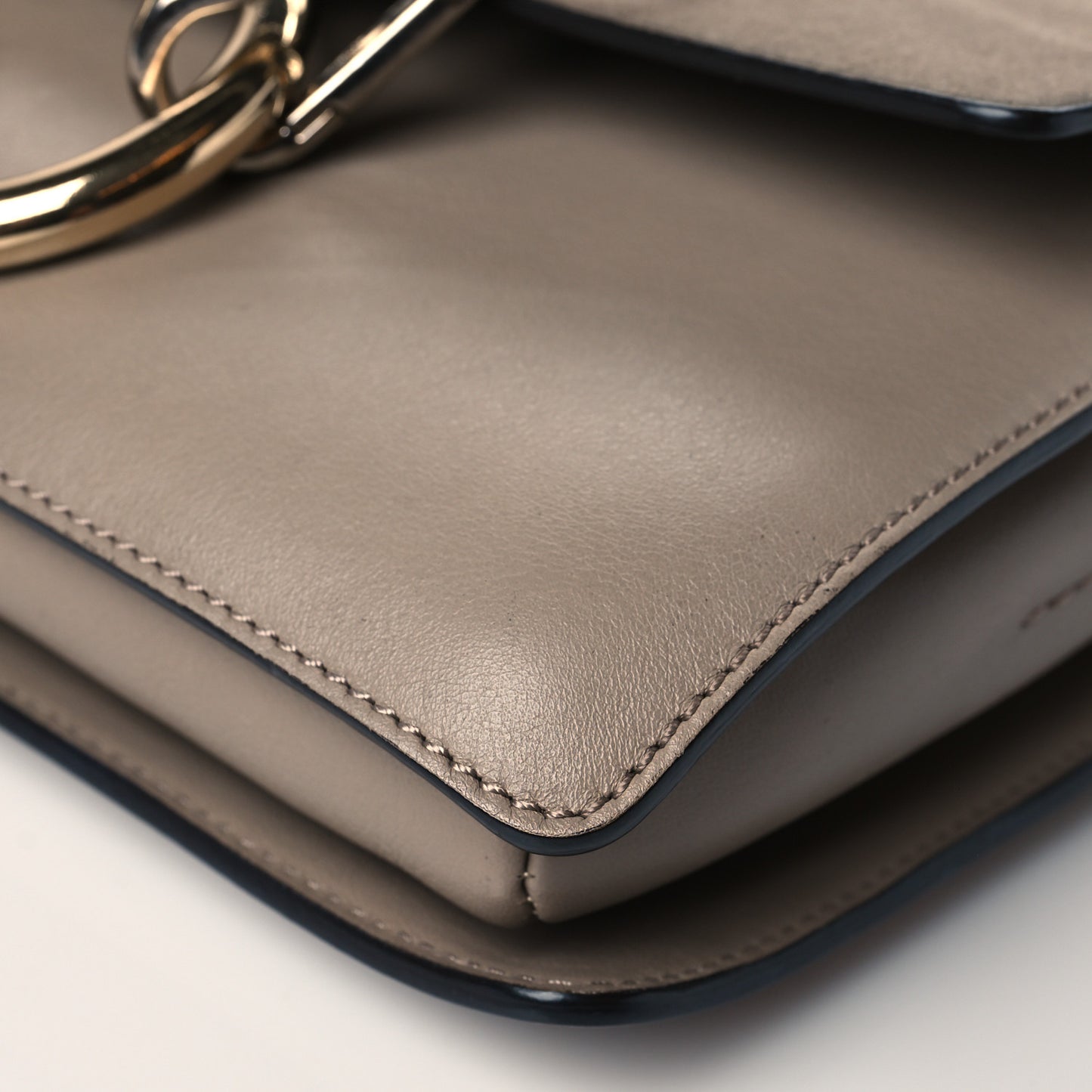 Suede Calfskin Small Faye Shoulder Bag Motty Grey