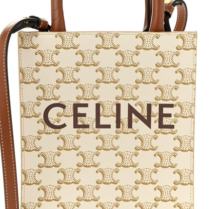 Celine Triomphe Canvas Calfskin Mini Vertical Cabas White 6 of 8