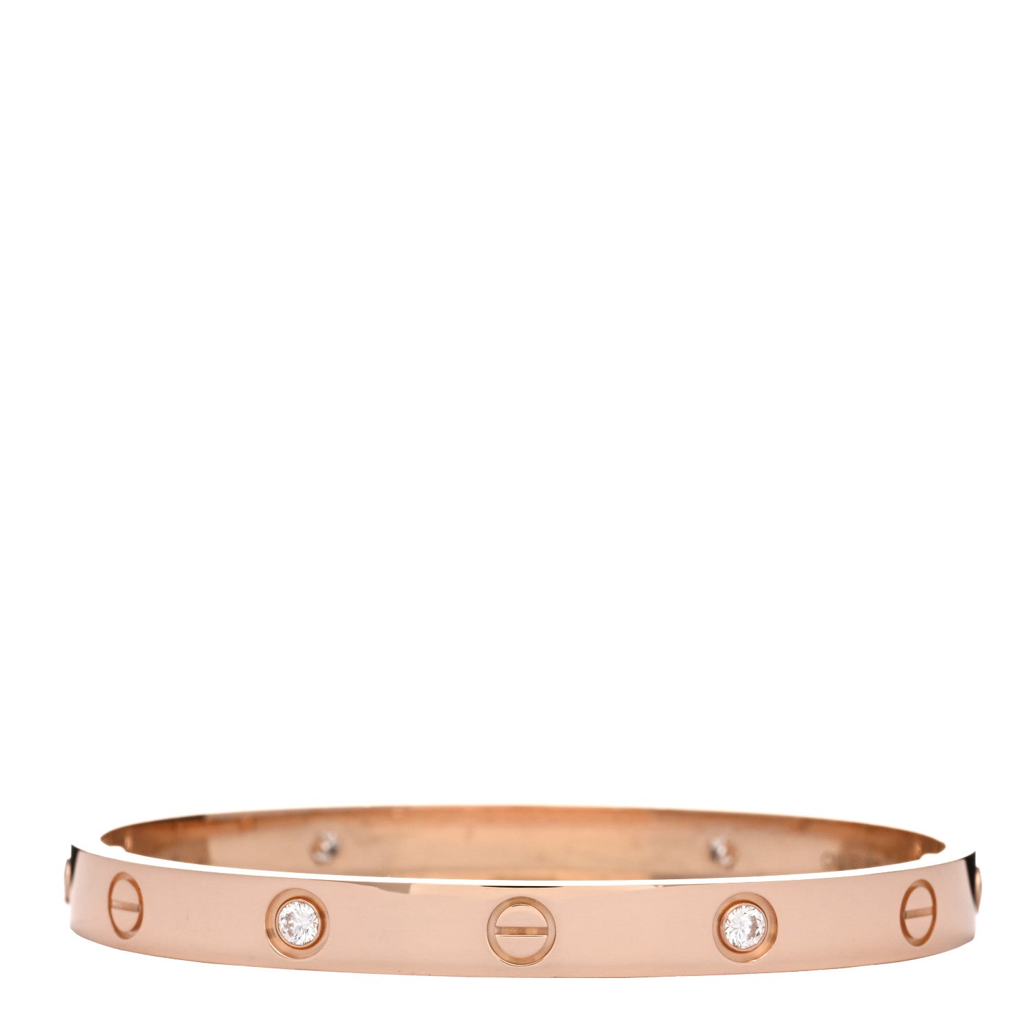 Cartier 18K Pink Gold 4 Diamond LOVE Bracelet 17 2 of 5