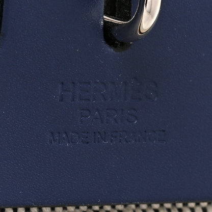 Hermes Vache Hunter Toile H Brides de Gala Herbag Zip Retourne 31 PM Bleu De France Ecru Black 8 of 11