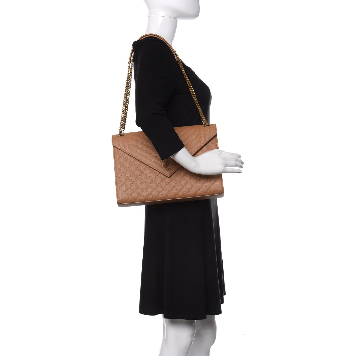 Saint Laurent Grain De Poudre Textured Mixed Matelasse Triquilt Large Monogram Satchel Dune 2 of 10