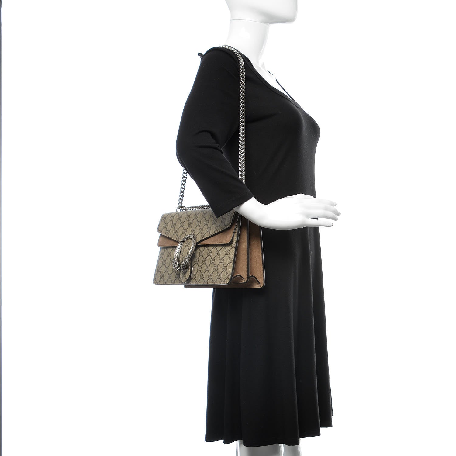 Gucci GG Supreme Monogram Small Dionysus Shoulder Bag Taupe 2 of 12