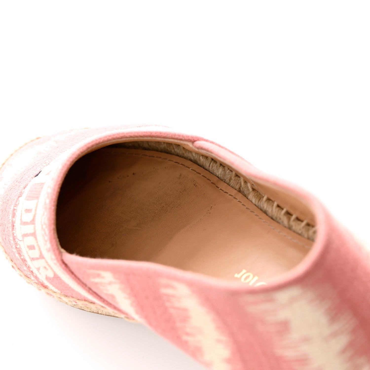 Christian Dior Cotton Embroidered D-Stripes Granville Espadrille 37 Deep Nude 9 of 10