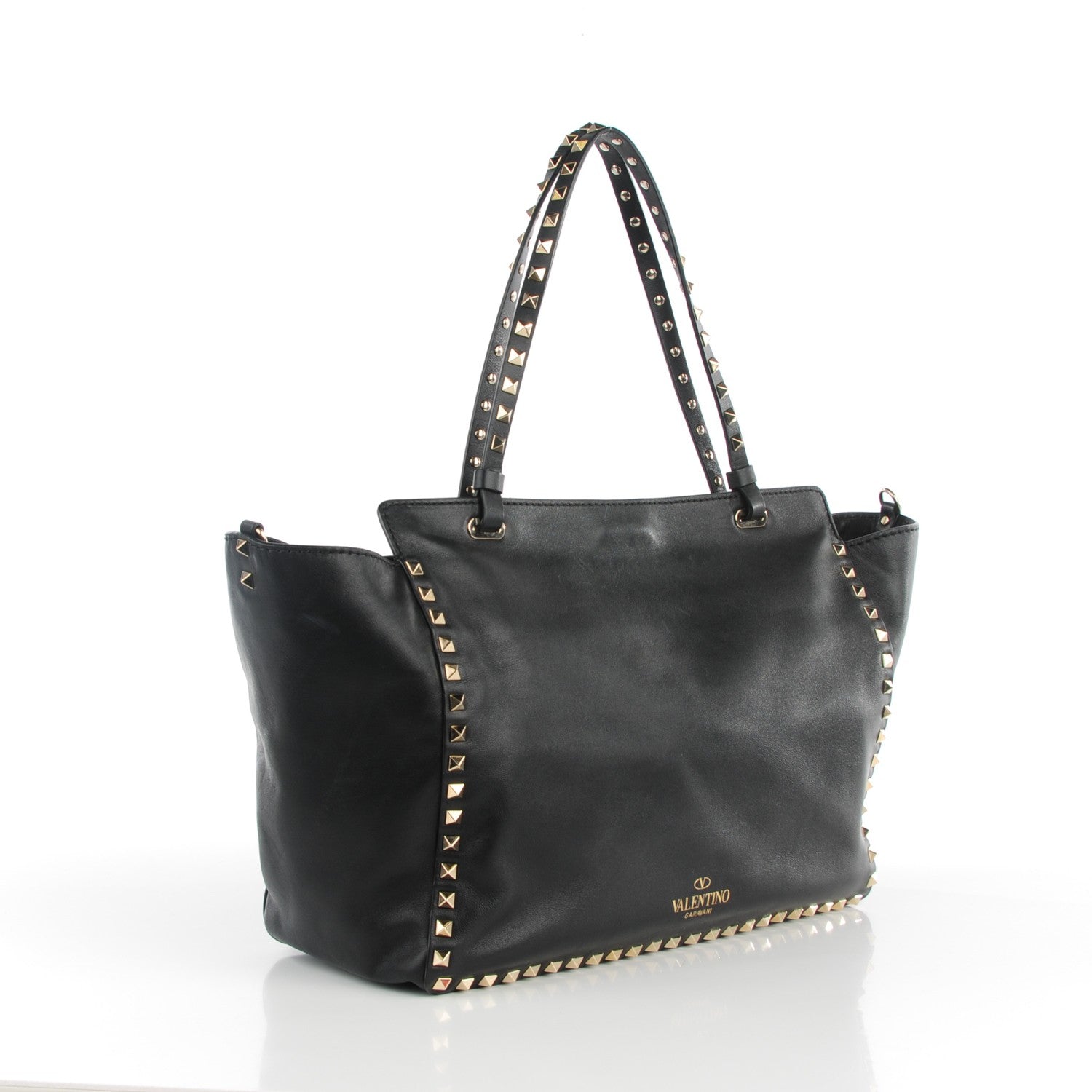 Valentino Garavani Vitello Medium Rockstud Tote Black 3 of 7