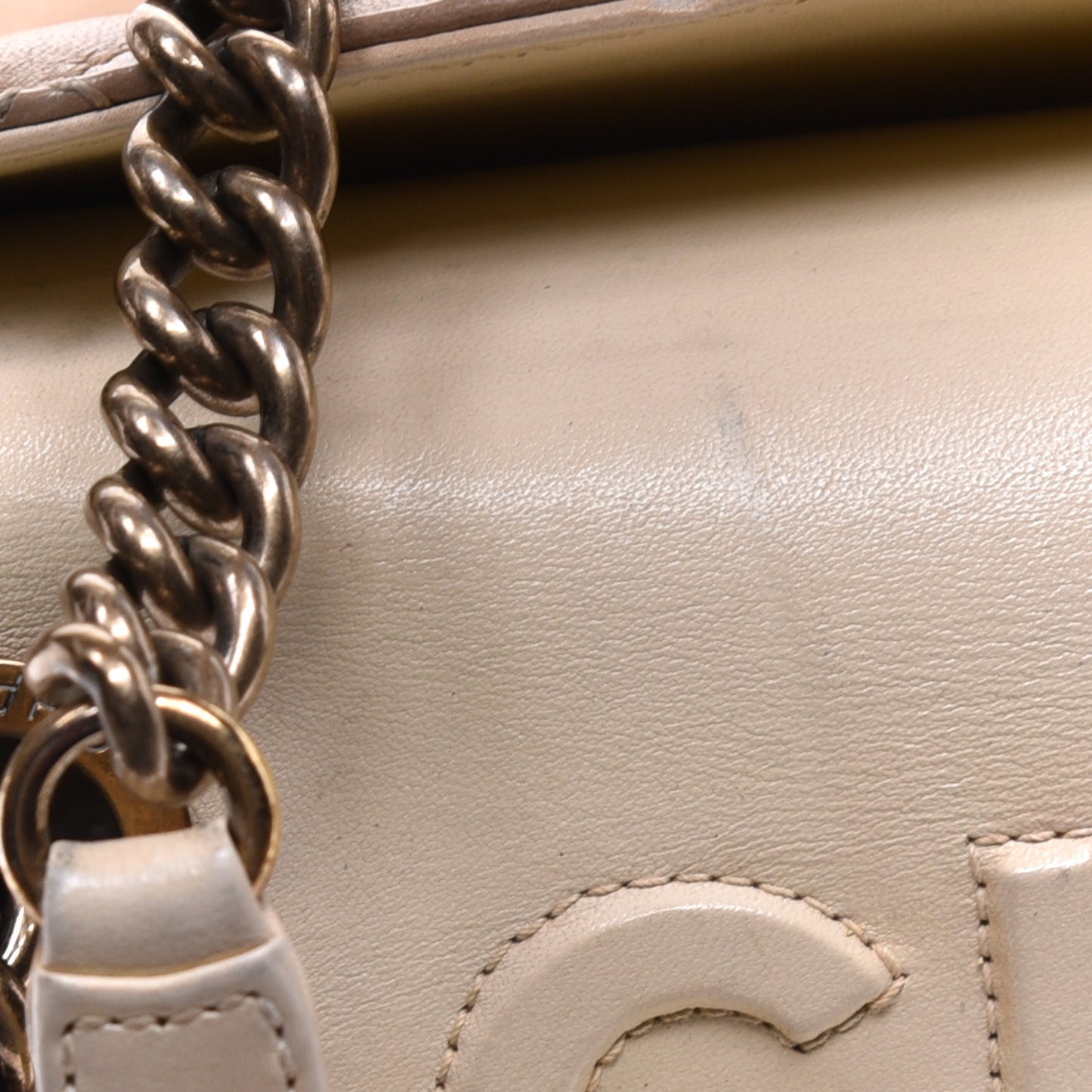 Lambskin Quilted Small Portobello Tote Beige