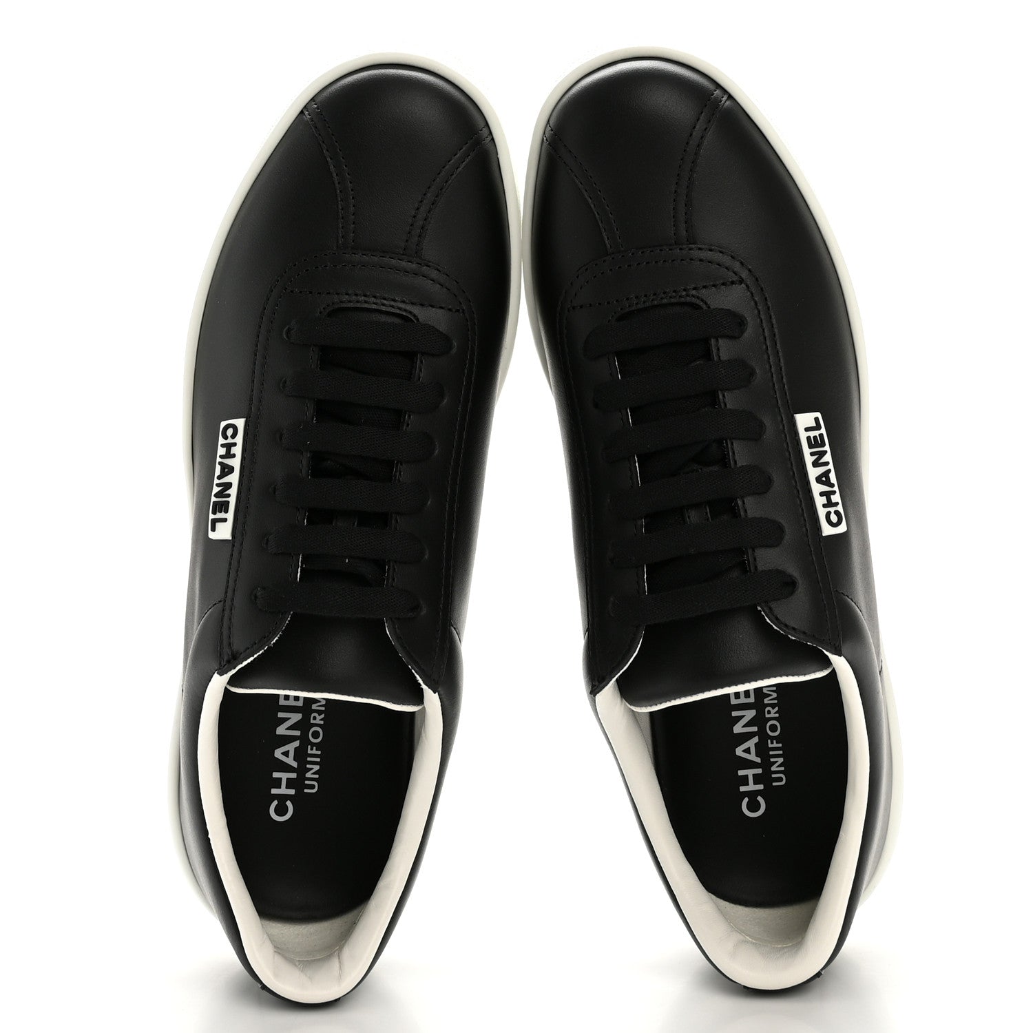 Chanel Calfskin CC Womens Sneakers 37.5 Black 2 of 10