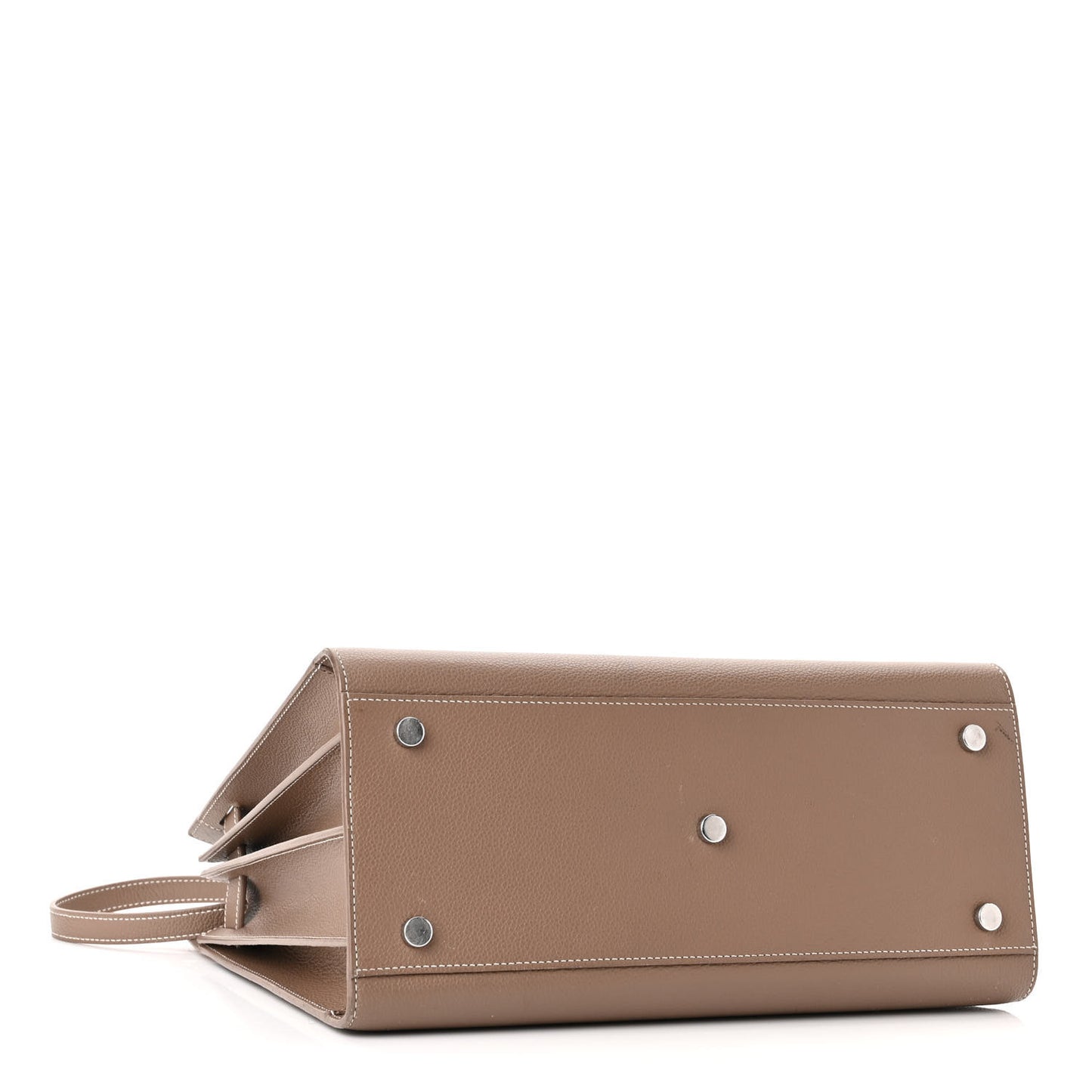 Grained Calfskin Topstitch Small Classic Sac De Jour Taupe