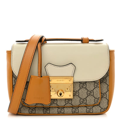 Gucci GG Supreme Monogram Calfskin Mini Padlock Flap Pocket Shoulder Bag Beige Mystic White Sun Oil 1 of 11