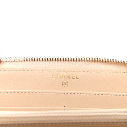 Chanel Shiny Goatskin Quilted 19 Long Zipped Around Wallet Beige 6 of 10