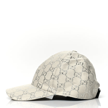 Gucci Canvas Lame GG Monogram Rush Baseball Hat M Gardenia Silver 3 of 9