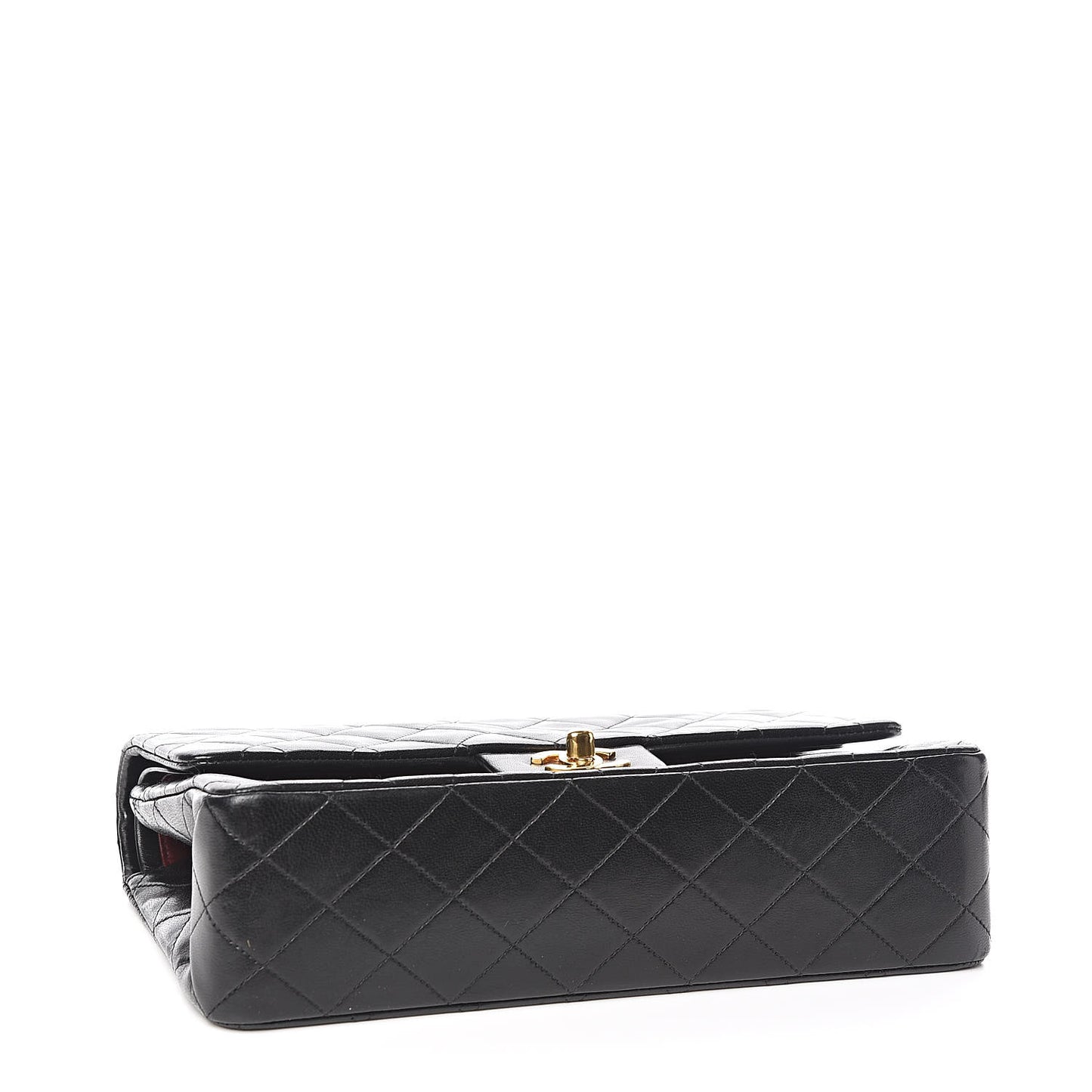 Lambskin Quilted Medium Double Flap Black