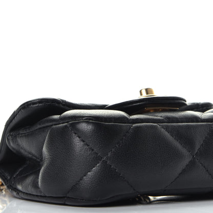 Chanel Calfskin Quilted Lady Handle Flap Card Holder With Chain Black 9 of 11