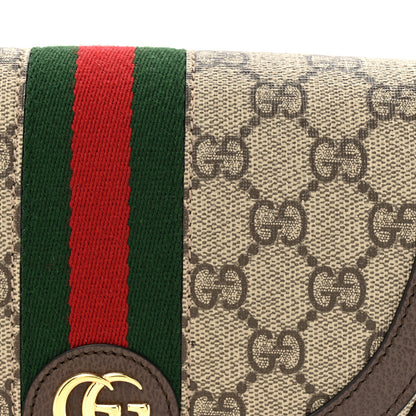 Gucci GG Supreme Monogram Textured Dollar Calfskin Web Mini Ophidia Flap Shoulder Bag Beige Ebony New Acero 8 of 11
