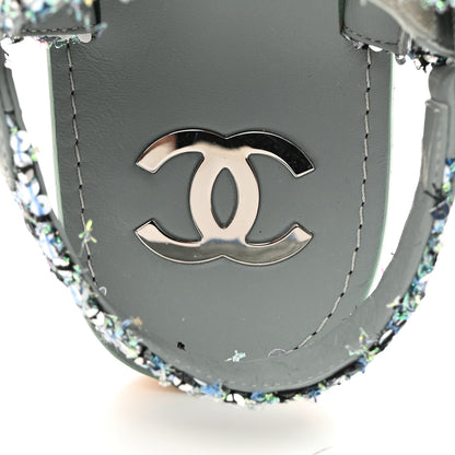 Chanel Tweed Sequin Crystal CC Sandals 39.5 Blue Multicolor 6 of 8