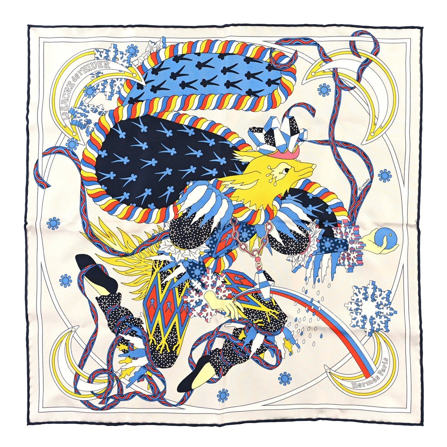 Silk Le Sacre De L'Hiver Pocket Square Bleu Gris