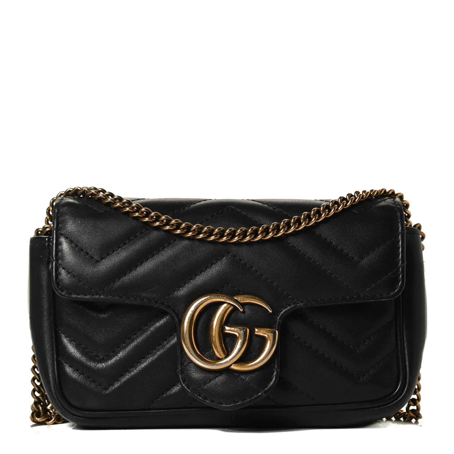 Gucci Calfskin Matelasse Super Mini GG Marmont Shoulder Bag Black 2 of 23