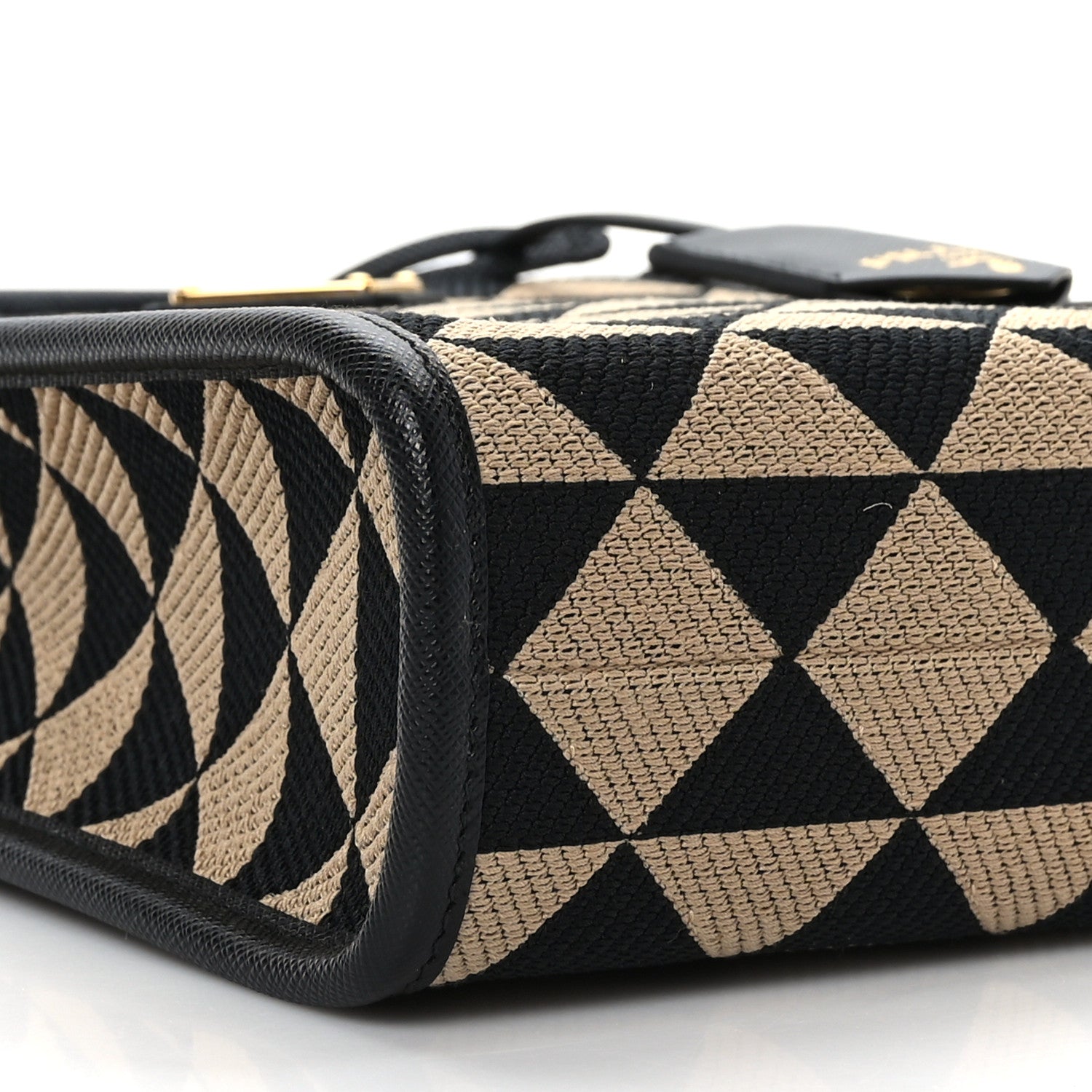 Prada Jacquard Saffiano Triangolo Symbole Embroidered Micro Tote Black Corda 8 of 9