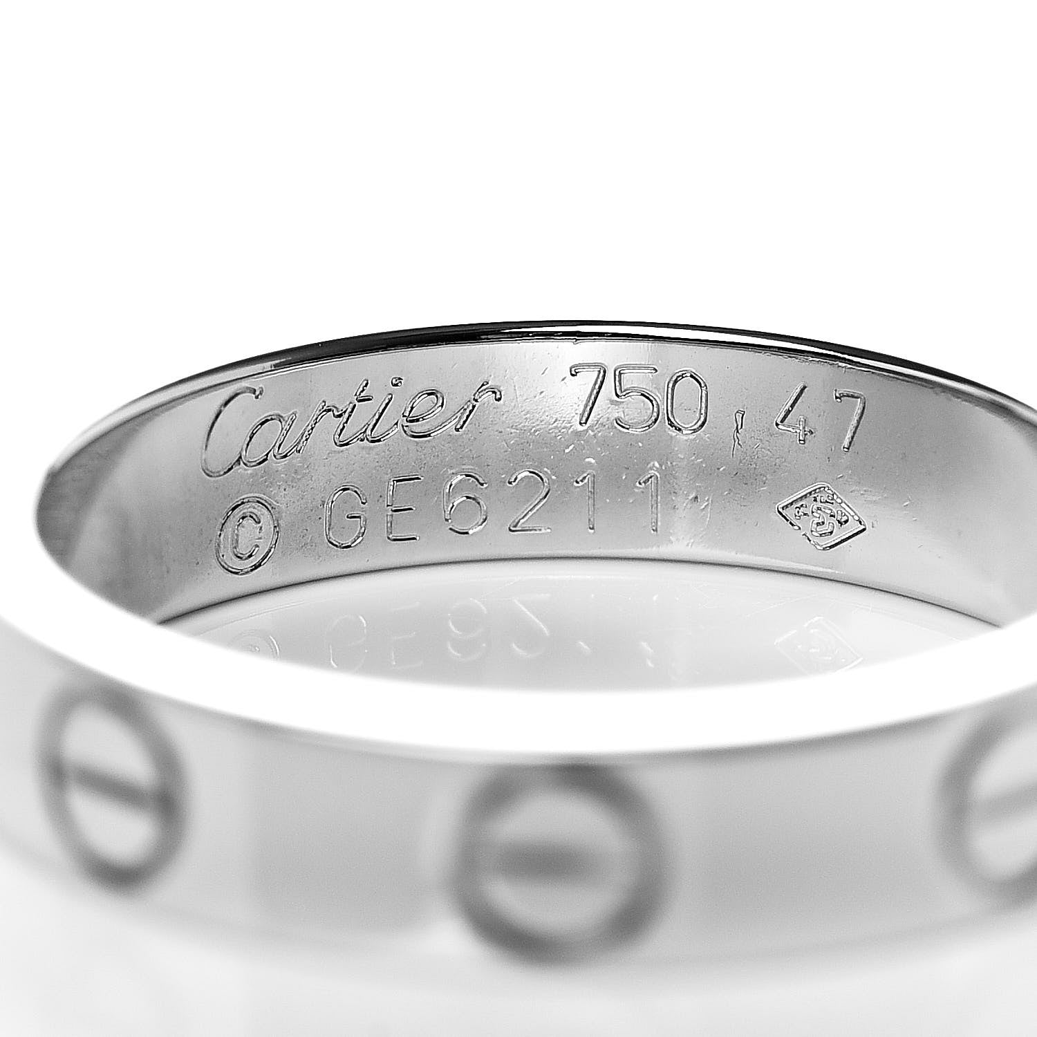 Cartier 18K White Gold 3.5mm LOVE Wedding Band Ring 47 4 4 of 5