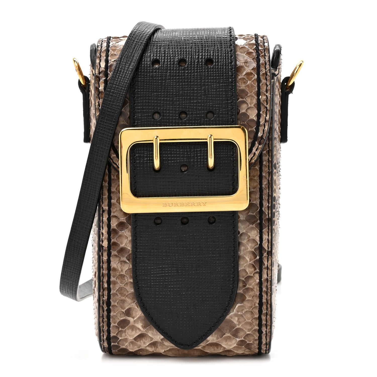 Burberry Snakeskin Grainy Calfskin Oblong Belt Bag Black 1 of 10