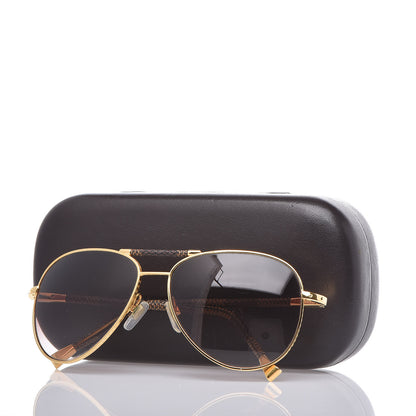 Louis Vuitton Damier Ebene Conspiration Pilote Sunglasses Z0202U Gold 7 of 7