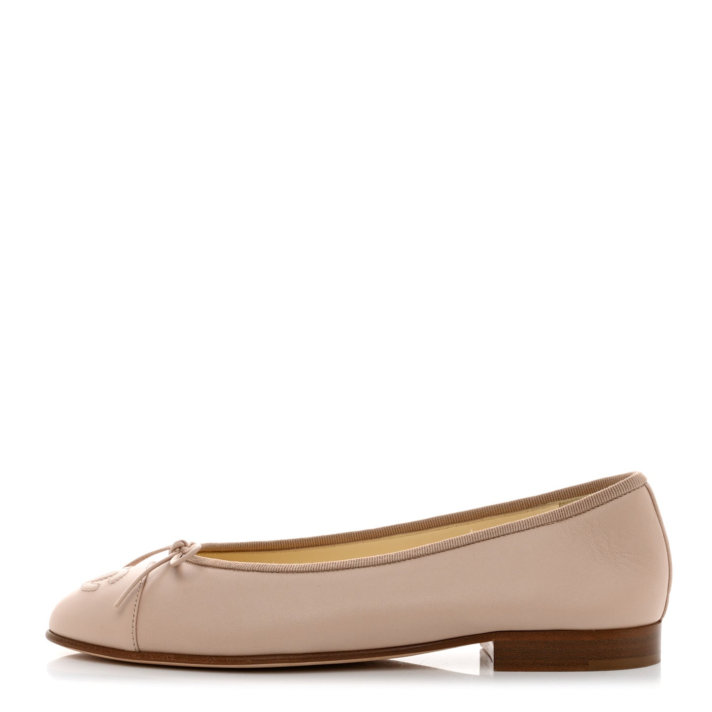 Lambskin Cap Toe CC Ballerina Flats 36 Beige