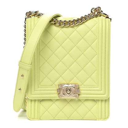 Chanel Calfskin Quilted North South Boy Flap Light Green 1 of 12