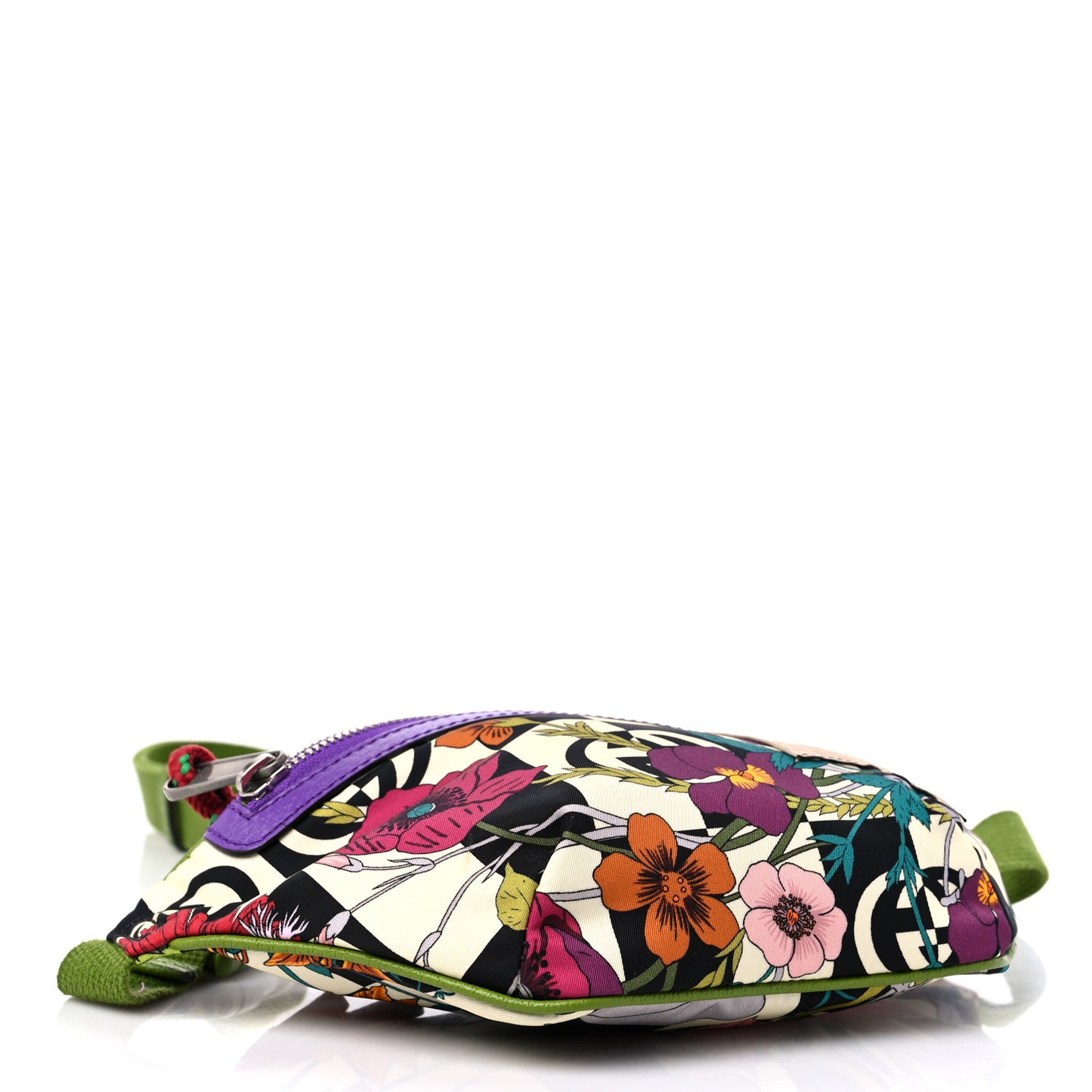 X THE NORTH FACE Econyl Nylon Textured Dollar Calfskin Floral Belt Bag Green Multicolor
