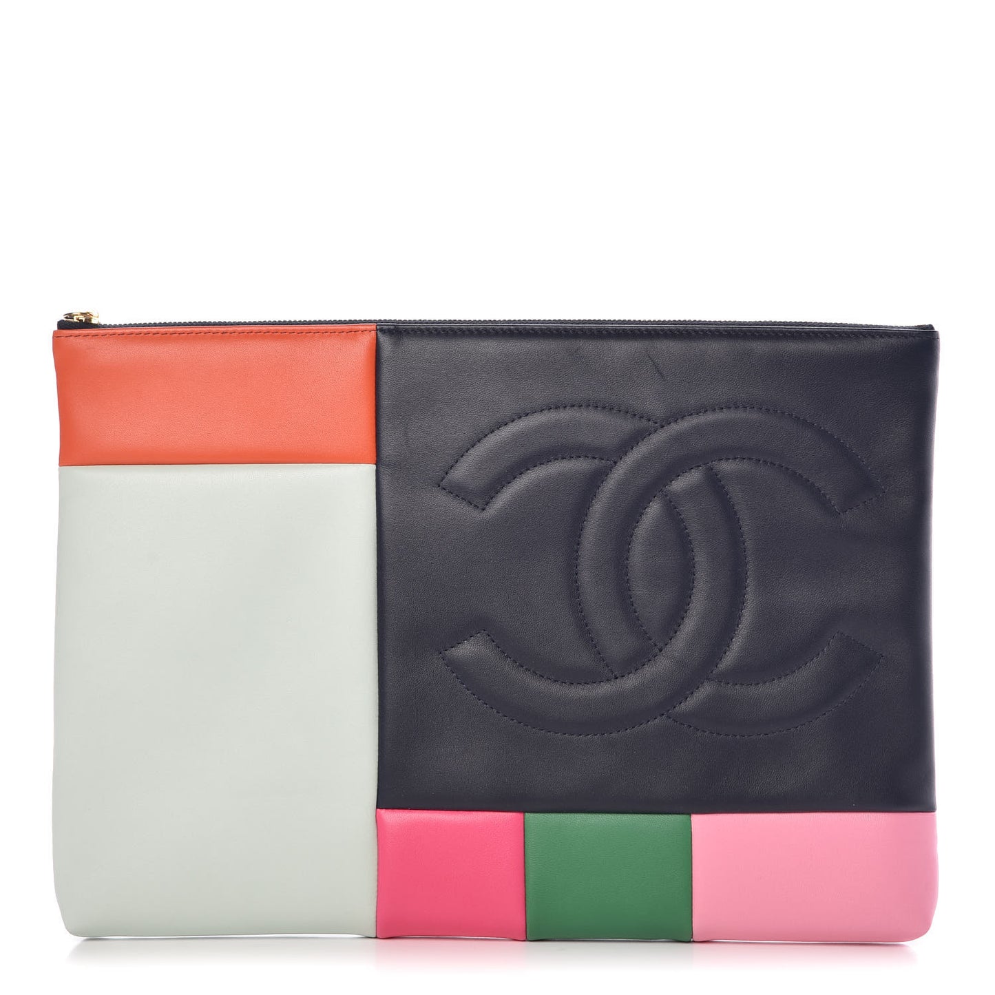 Lambskin Colorblock Cosmetic Case Multicolor