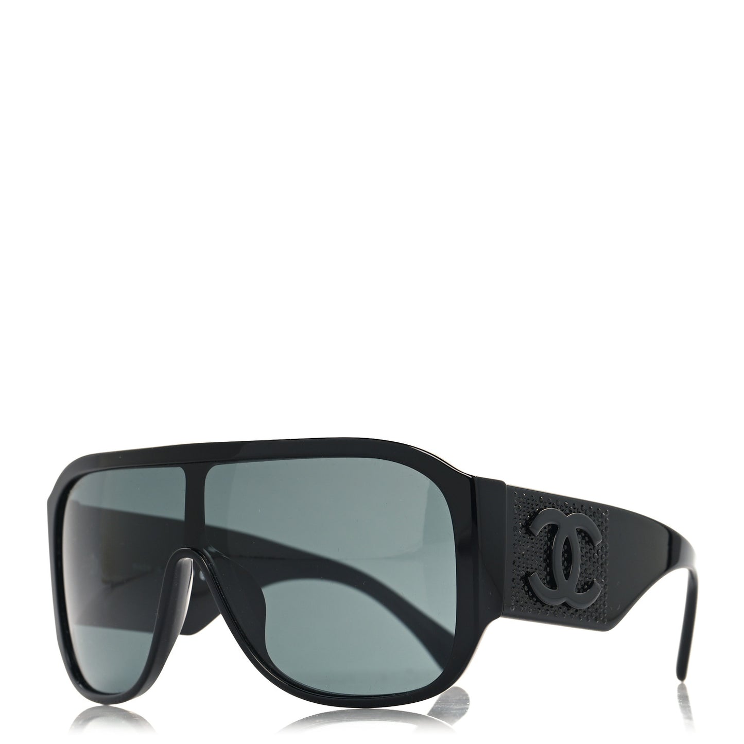 Acetate Crystal CC Shield Sunglasses 5466-B-A Black