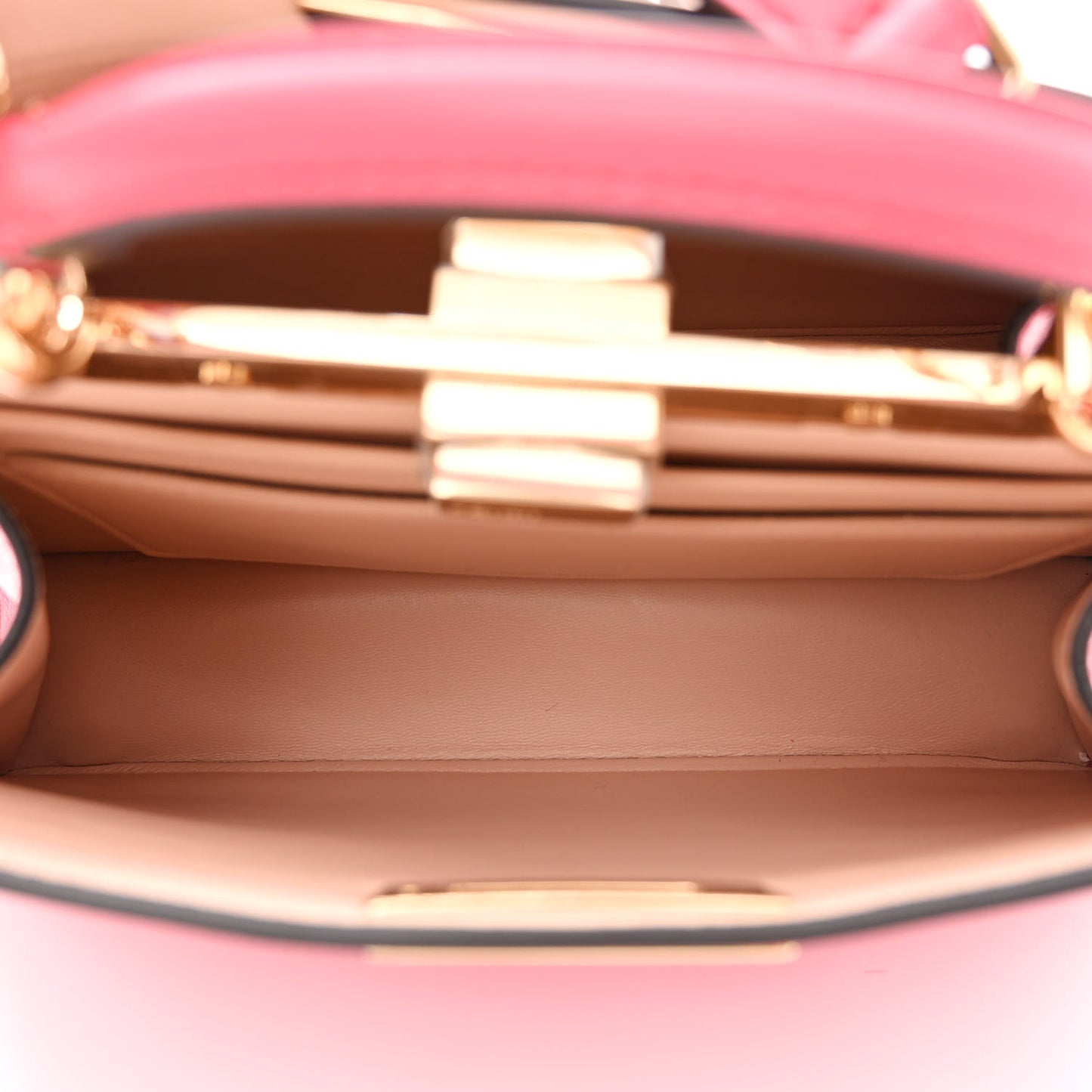 Vitello Seta Shiny Nappa Small Peekaboo I SEE U Satchel Lampone Light Rose