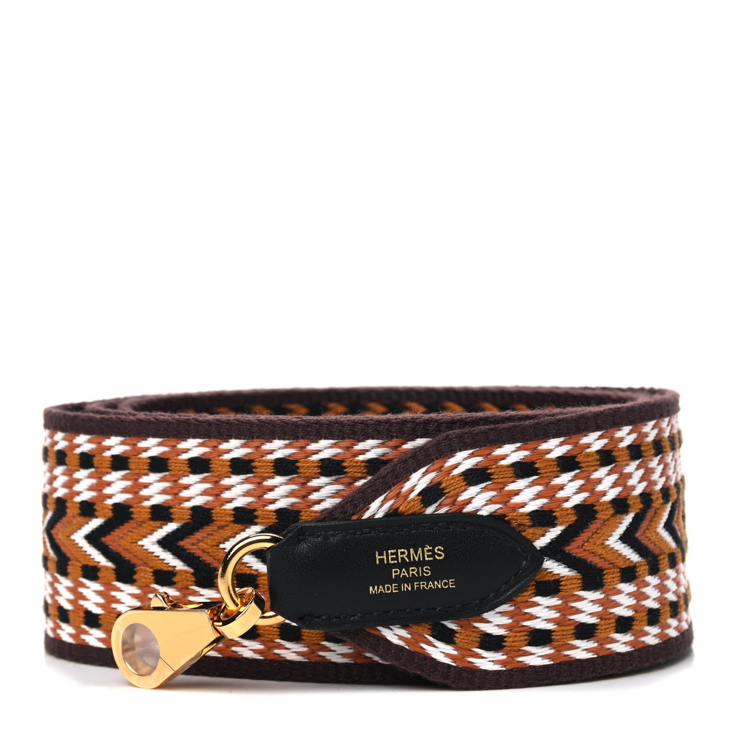 Hermes Toile Swift Sangle Allegro 50mm Shoulder Strap Sesame White Black 1 of 3