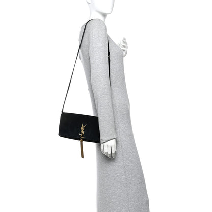 Saint Laurent Suede Monogram Tassel Kate 99 Baguette Bag Black 2 of 15