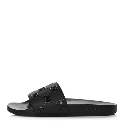Gucci Rubber GG Monogram Perforated Womens Slide Sandals 39 Black 1 of 8
