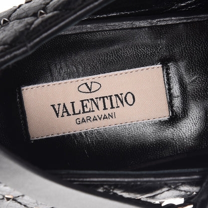 Valentino Garavani Crackled Lambskin Rockstud Spike Captoe Ballerina Flats 40 Black 7 of 9