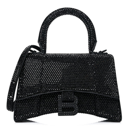 Balenciaga Strass Suede Hourglass Top Handle Bag XS Black Jet 1 of 10