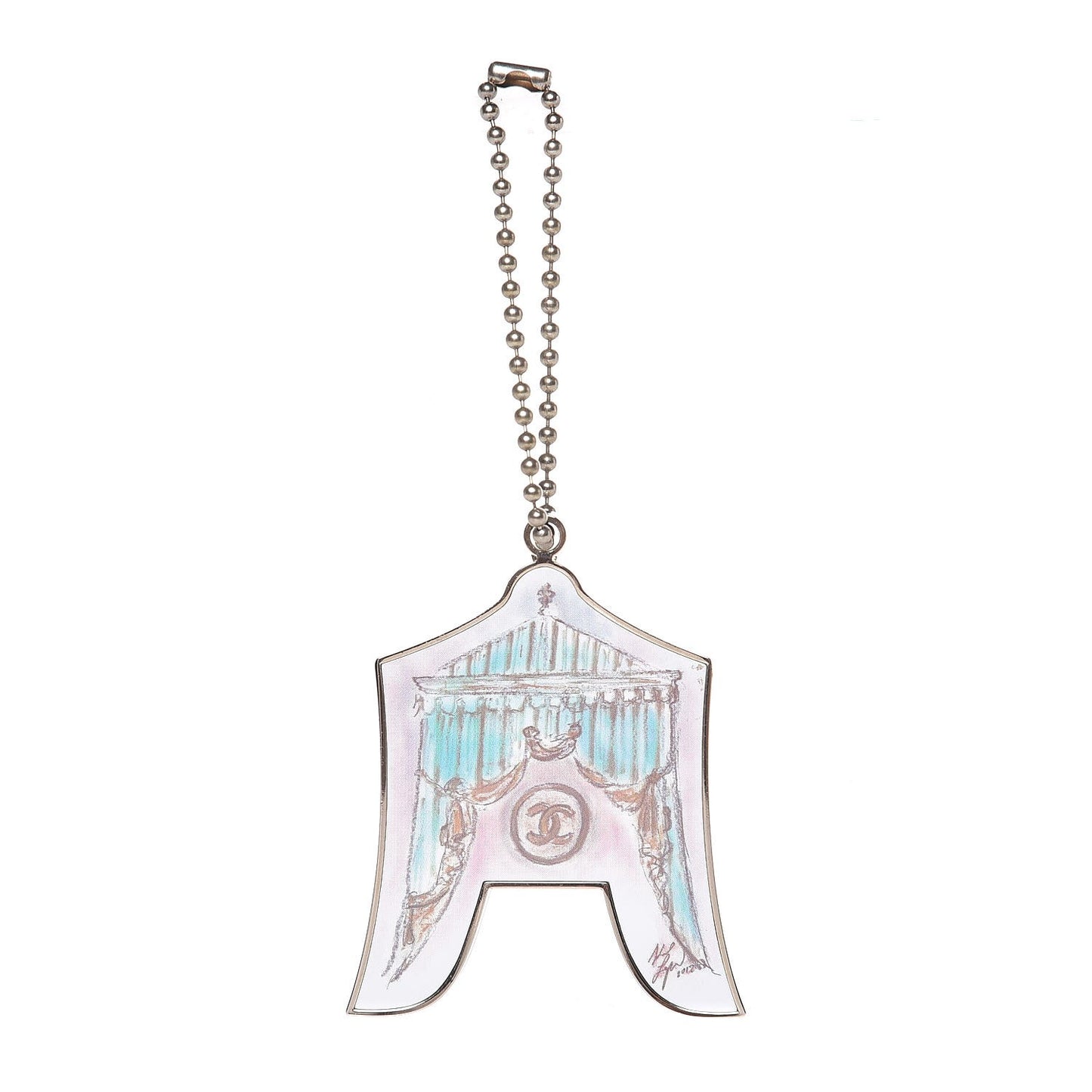 Enamel Circus Tent Bag Charm Pink Blue Silver