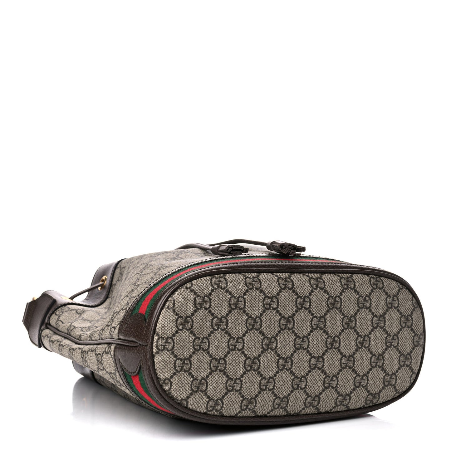 GG Supreme Monogram Web Ophidia Bucket Bag Brown