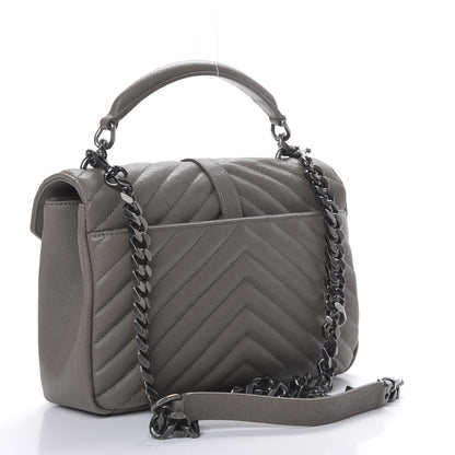 Saint Laurent Sheepskin Matelasse Chevron Monogram Medium College Bag Light Coal 2 of 9